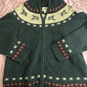 Woolrich Forest Green Festive Cardigan